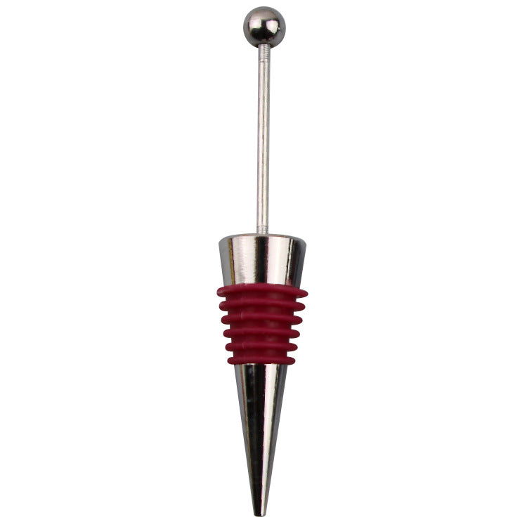 Tapón de vino tinto plateado con cuentas de contenido de diy de aleación de zinc al por mayor